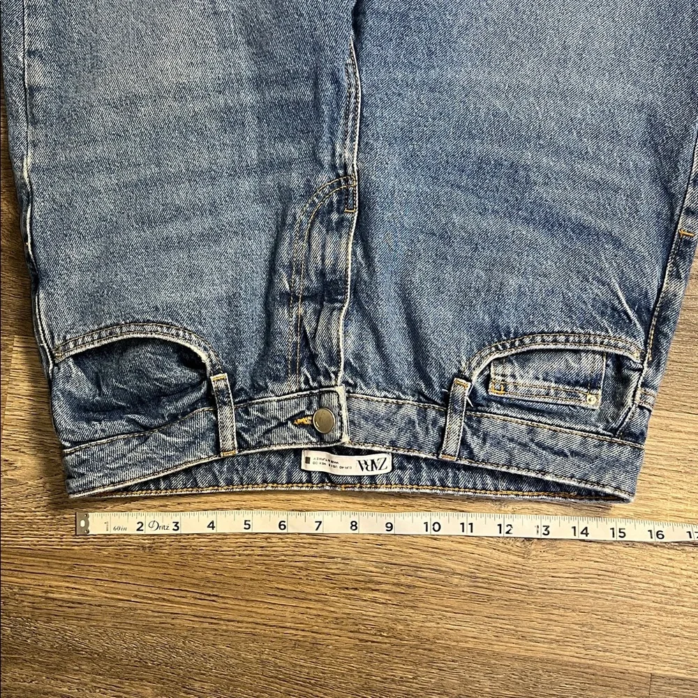 Zara Denim Cutoff Long Bermuda Jean Shorts Size 8